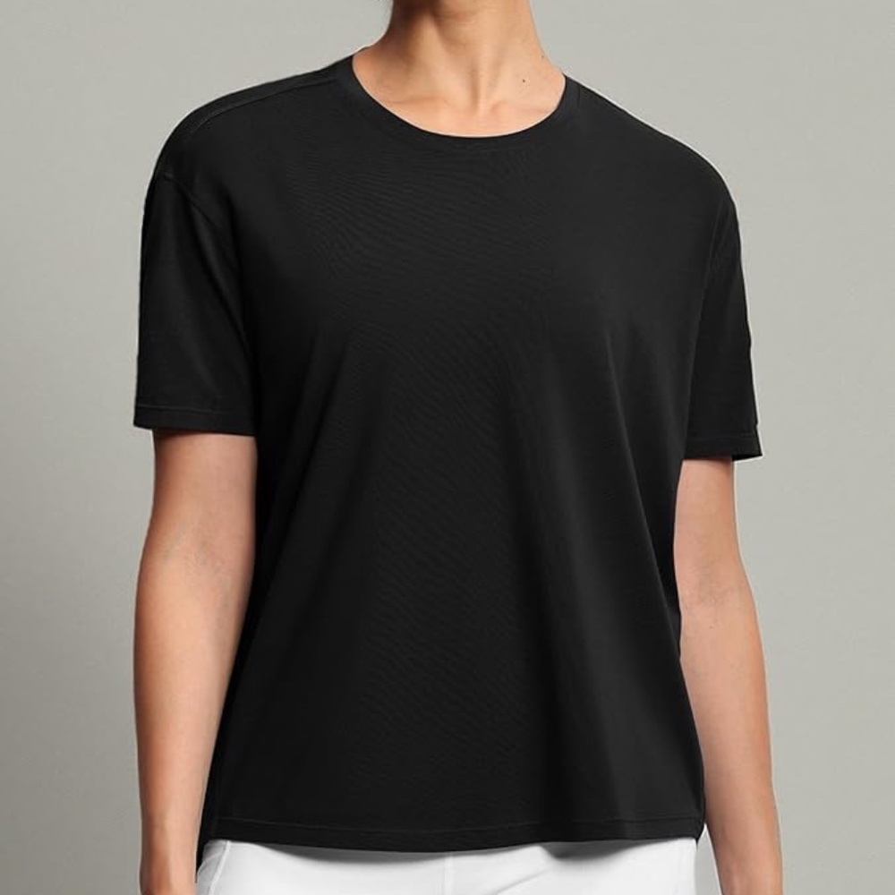 NWT THE GYM PEOPLE Women's Short Sleeve Workout Loose Fit Tee Black Medium